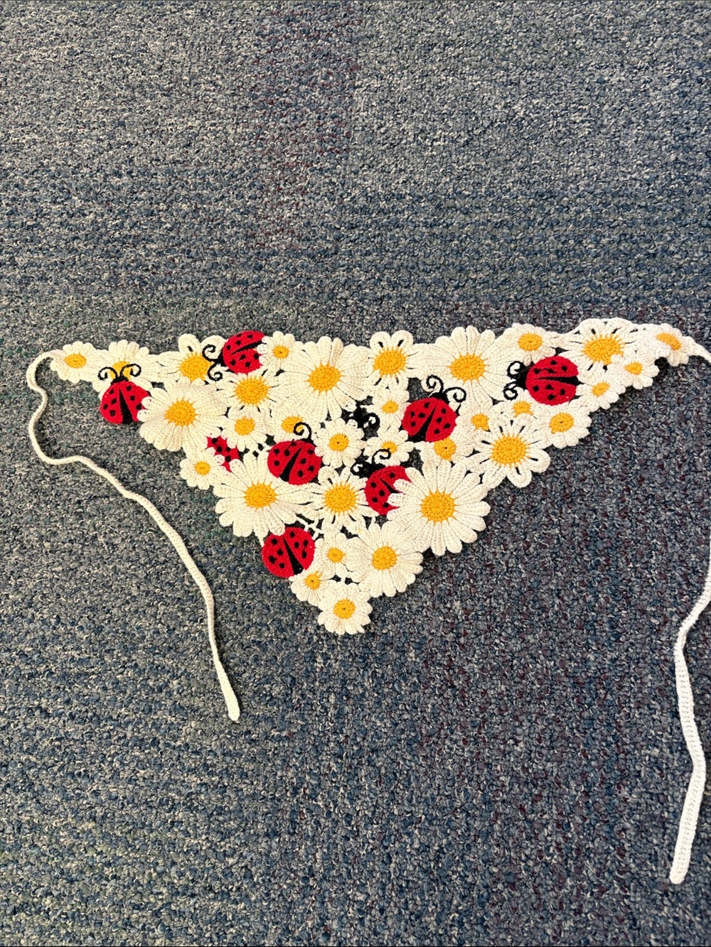 Ladybug Daisy Crochet Headband Scarf